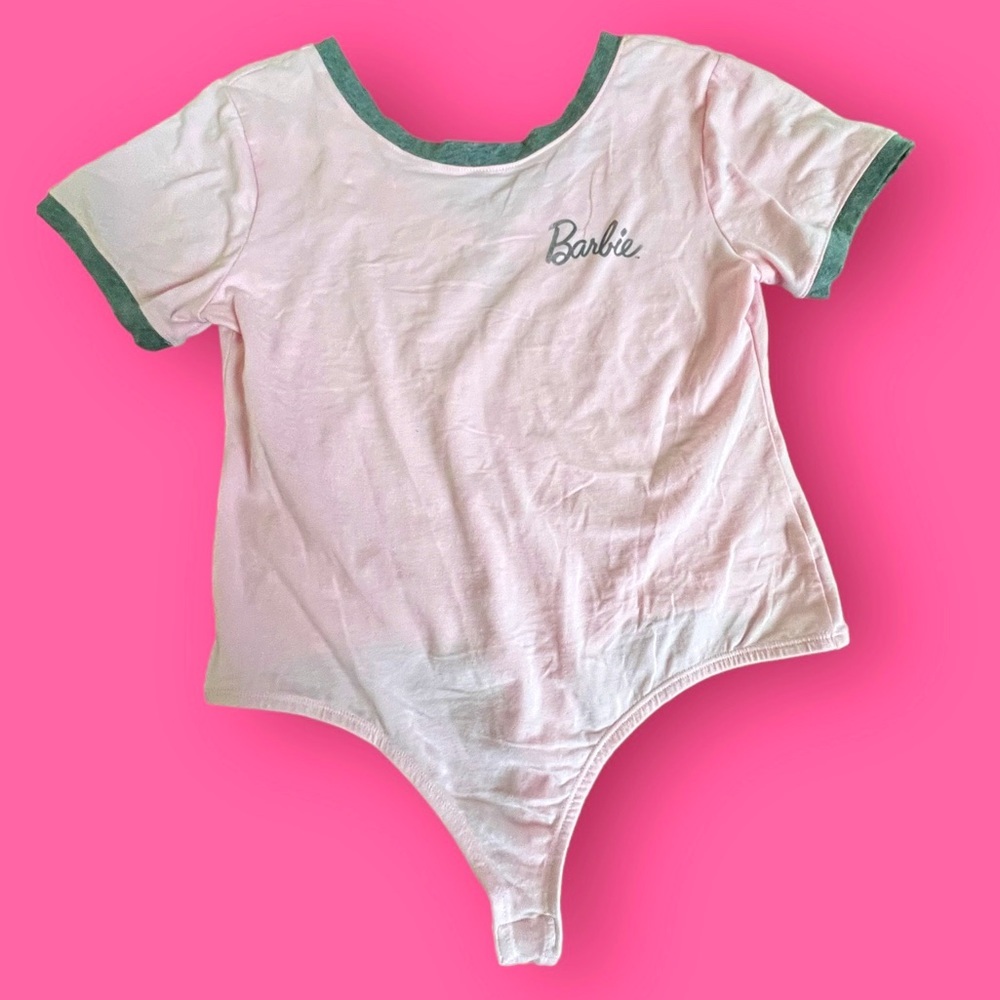 BARBIE MATTEL Pink Cotton Bodysuit Short sleeve Women’s Size Large